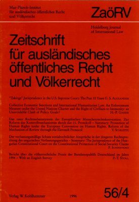 Zeitschrift fur Auslandisches Offentliches Recht und Volkerrecht, Band 56