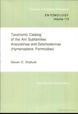 Taxonomic Catalog of the Ant Subfamilies Aneuretinae and Dolichoderinae (Hymenoptera: Formicidae)