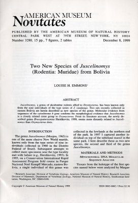 Two New Species of Juscelinomys (Rodentia, Muridae) from Bolivia