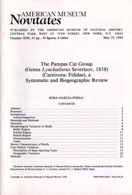 The Pampus Cat Group (Genus Lynchailurus Severtzov, 1858) (Carnivora, Felidae): A Systematic and Biogeographic Review