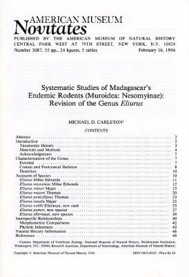 Systematic Studies of Madagascar's Endemic Rodents (Muroidae: Nesomyinae)