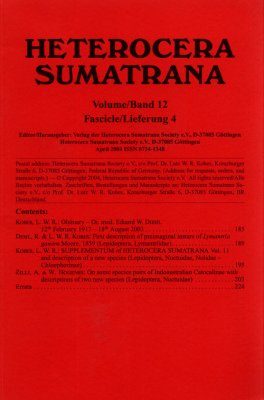 Heterocera Sumatrana, Volume 12, Fascicle 4 (Red Journal): Third Red Volume (1997-2008)