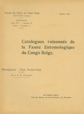 Catalogues Raisonnés de la Faune Entomologique du Congo Belge: Hemiptères, Reduviidae (Première Partie)