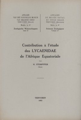 Contribution à l'Étude des Lycaenidae de l'Afrique Equatoriale