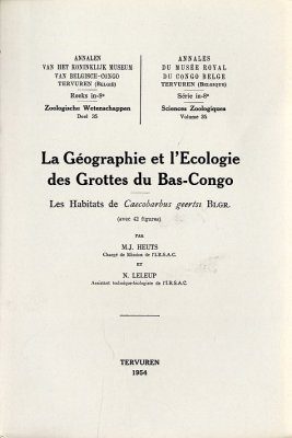 La Géographie et l'Ecologie des Grottes du Bas-Congo