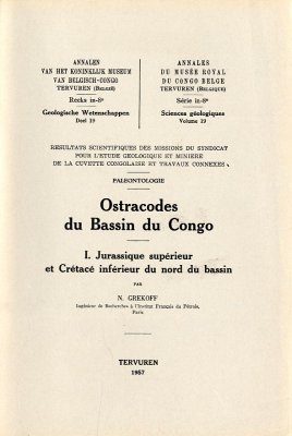 Ostracodes du Bassin du Congo I. Jurassique Superieur et Cretace Inférieur du Nord du Bassin