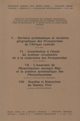 Resultats Scientifiques des Missions Zoologiques au Stanley Pool Subsidiees par le CEMUBAC (Univeristé Libre de Bruxelles) et le Musée Royal du Congo Belge (1957-1958), Volume 2
