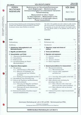 VDI 3940 Part 2: Measurement of Odour Impact by Field Inspection - Measurement of the Impact Frequency of Recognizable Odours Plume Measurement.