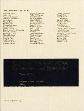 Annual Review of Ecology, Evolution, and Systematics, Volume 37