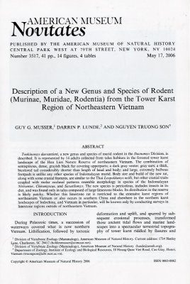 Description of a New Genus and Species of Rodent (Murinae, Muridae, Rodentia) from the Tower Karst Region of Northeastern Vietnam