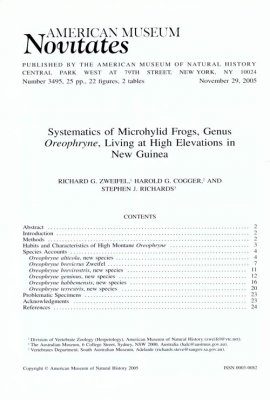 Systematics of Microhylid Frogs, Genus Oreophryne, Living at High Elevations in New Guinea