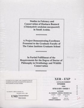 Studies in Falconry and Conservation of Houbara Bustard (Chlamydotis undulata macqueenii) in Saudi Arabia