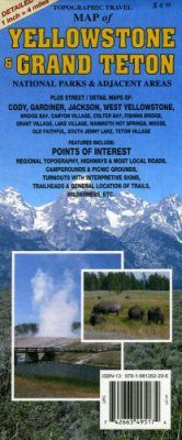 Topographic Travel Map of Yellowstone & Grand Teton