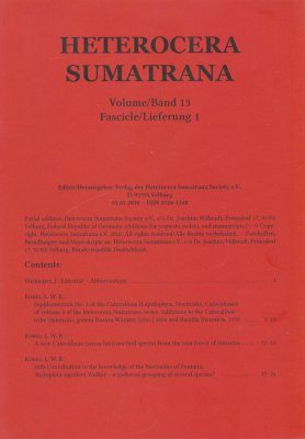 Heterocera Sumatrana, Volume 13, Fascicle 1 (Red Journal): Fourth Red Volume