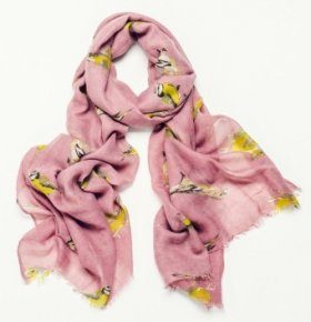 Pink Garden Bird Scarf