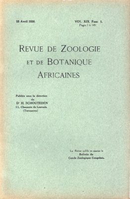 Revue de Zoologie et de Botanique Africaines, Volume 19 (3-Volume Set)