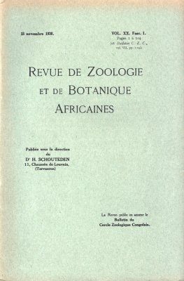Revue de Zoologie et de Botanique Africaines, Volume 20 & Bulletin CZC Volume 7 (4-Volume Set)