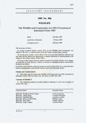 Wildlife and Countryside Act 1981 Variation/Schedule