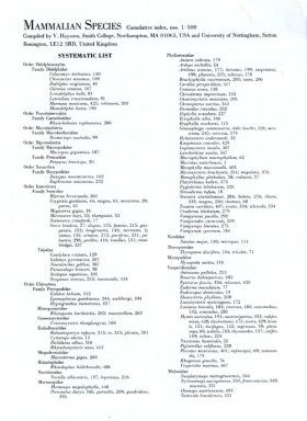 Mammalian Species Accounts: 1995