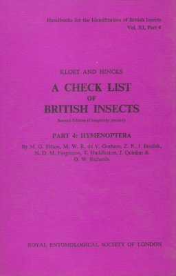 RES Handbook, Volume 11, Part 4: A Check List of British Insects - Hymenoptera