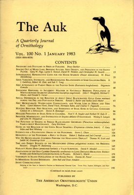 The Auk: Volumes 100-103