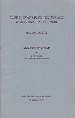 Flore d'Afrique Centrale: Spermatophytes, Amaryllidaceae