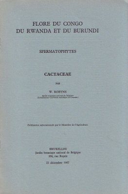 Flore d'Afrique Centrale: Spermatophytes, Cactaceae