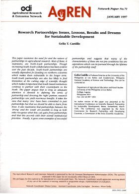 Research Partnerships: Issues, Lessons, Results and Dreams for