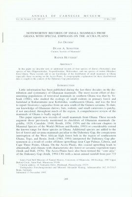 Noteworthy Records of Small Mammals from Ghana with Special Emphasis on the Accra Plains
