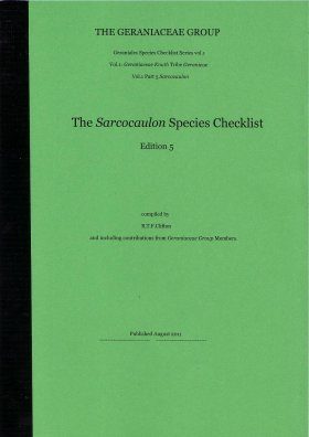 The Geraniaceae Group, Geraniales Species Checklist, Volume 1, Part 5: The Sarcocaulon Species Checklist