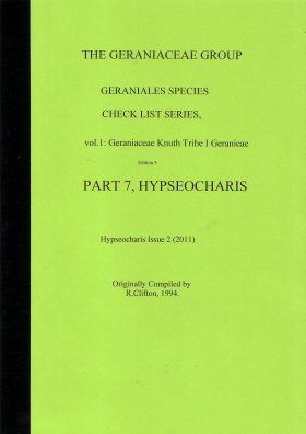 The Geraniaceae Group, Geraniales Species Checklist, Volume 1, Part 7: Hypseocharis