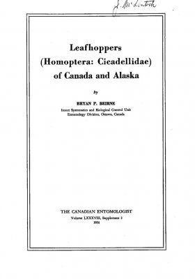Leafhoppers (Homoptera: Cicadellidae) of Canada and Alaska