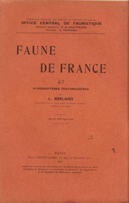 Faune de France, Volume 47: Ilyménoptères Tenthredoides