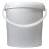 White Plastic Bucket with Lid and Plastic Handle