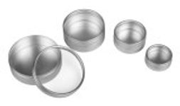 Nest of Glass Top Metal Collecting Tins