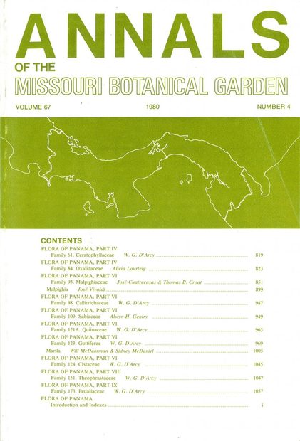Flora of Panama: Families 61. 84. 93. 98, 109, 121A, 123, 124, 151, 173, and Introduction and Indexes