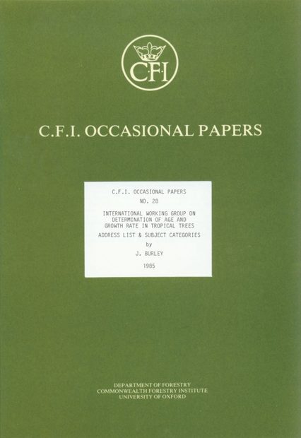 International Working Group on Determination of Age and Growth Rate in Tropical Trees