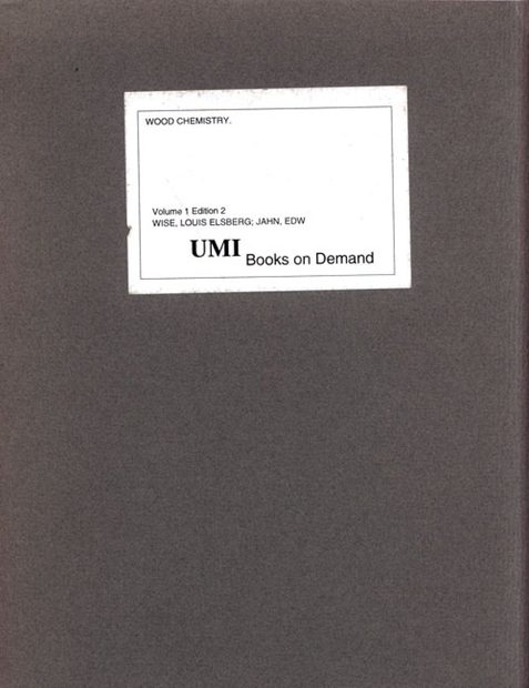 Wood Chemistry: Volume One