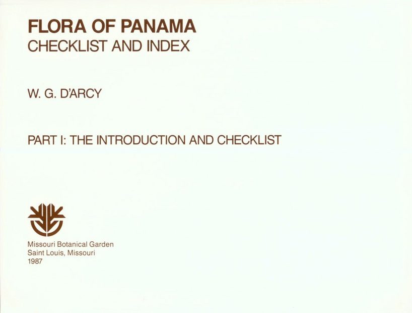 Flora of Panama: Checklist and Index, Part 1: The Introduction and Checklist