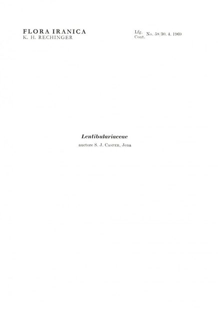 Flora Iranica, Volume 58: Lentibulariaceae [German / Latin]