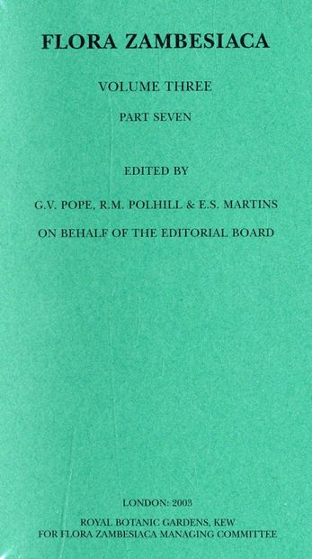 Flora Zambesiaca, Volume 3, Part 7: Papilionoideae - Loteae, Galegeae, Vicieae, Cicereae, Trifolieae, Podalyrieae, Crotalarieae, Genisteae