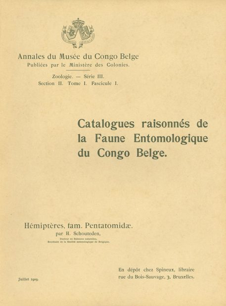 Catalogues Raisonnés de la Faune Entomologique du Congo Belge: Hémiptères, Pentatomidae [Catalogue Raisonné of the Entomological Fauna of the Belgian Congo: Hemiptera, Pentatomidae]