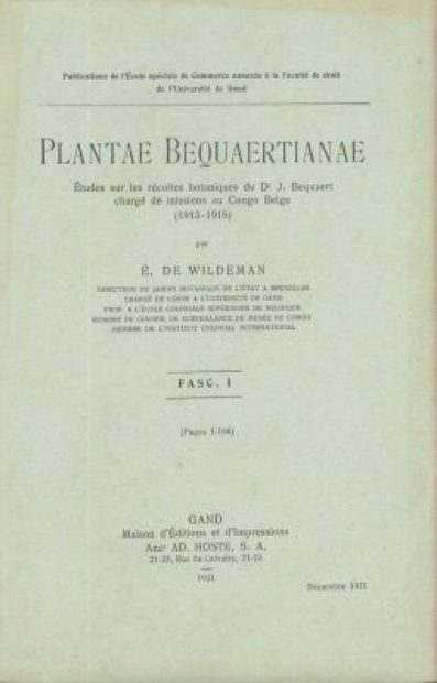 Plantae Bequaertianae, Volume 1, Fascicles 1-4 (4-Volume Set)