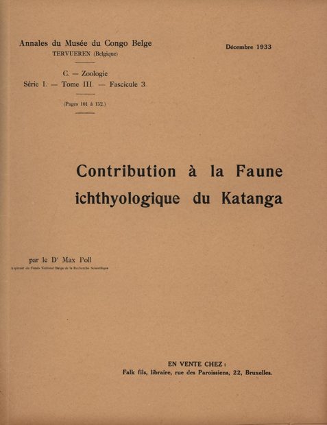 Contribution à la Faune Ichthyologique du Katanga [Contribution to the Ichthyological Fauna of Katanga]