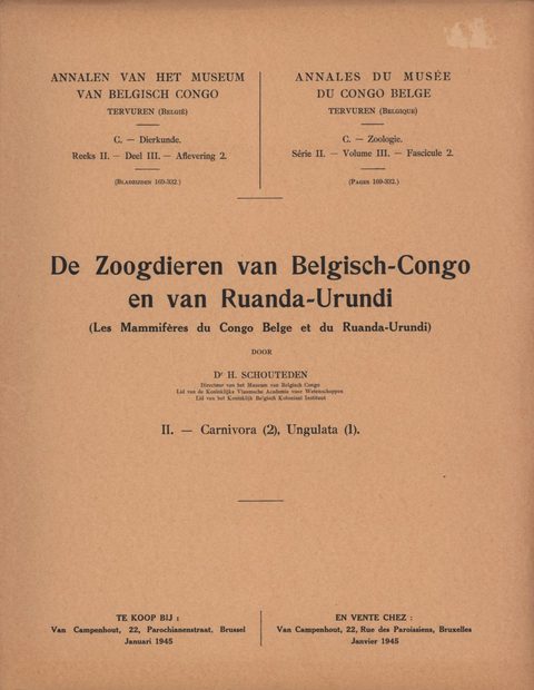 De Zoogdieren van Belgisch - Congo en van Ruanda-Urundi (Les Mammifères du Congo Belge et du Ruanda - Urundi), II. Carnivora, Ungulata