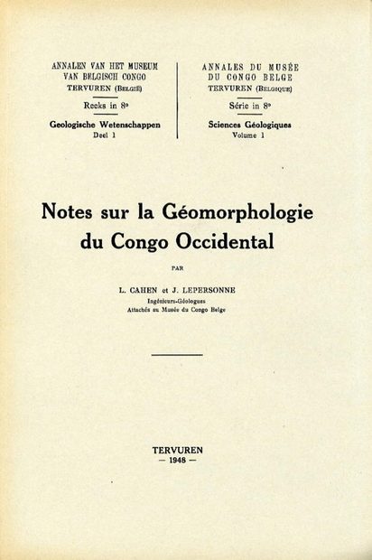 Notes Sur la Géomorphologie du Congo Occidental