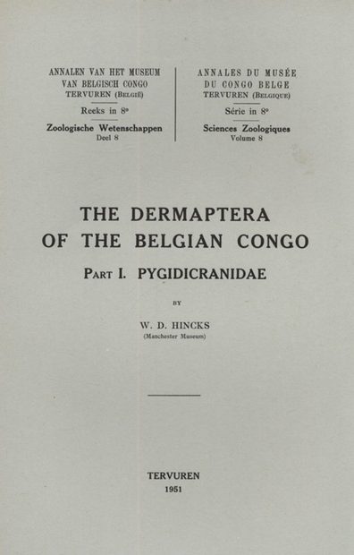 The Dermaptera of the Belgian Congo, Part I, Pygidicranidae