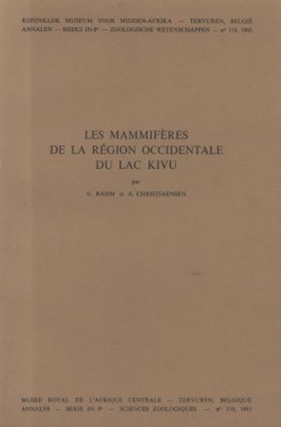 Les Mammifères de la Région Occidentale du Lac Kivu [The  Mammals of the Western Region of  Lake Kivu]