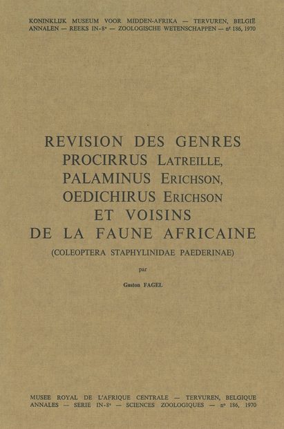 Révision des Genres Procirrus Latreille, Palaminus Erichson, Oedichirus Erichson et Voisins de la Faune Africaine (Coleoptera Staphylinidae Paederinae)