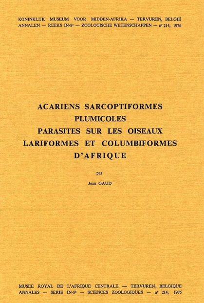 Acariens Sarcoptiformes Plumicoles Parasites Sur Les Oiseaux Lariformes et Columbiformes d'Afrique